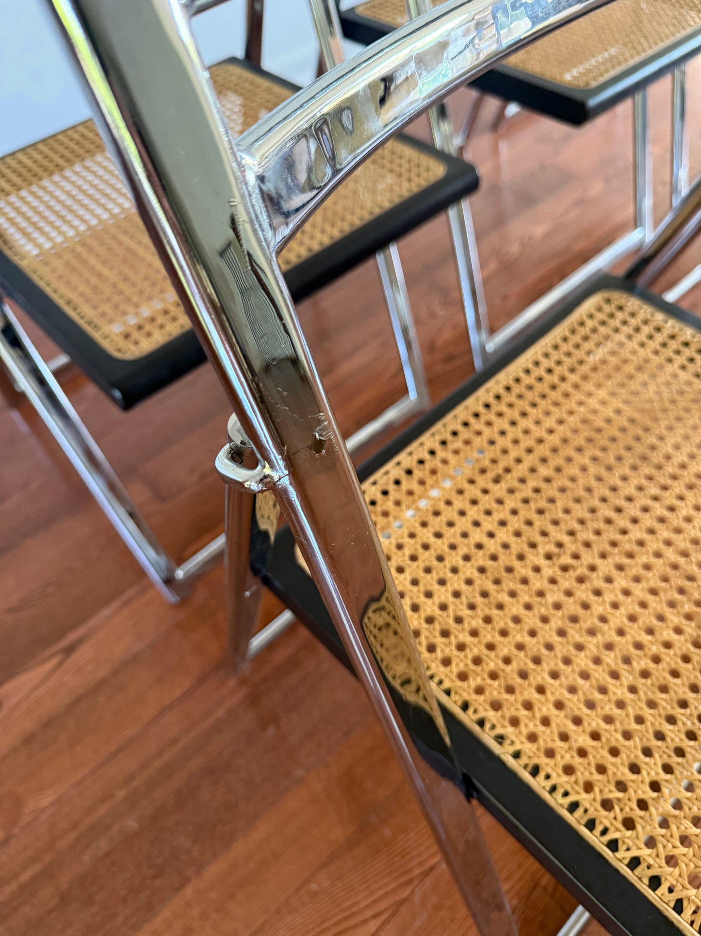 Arrben Chrome & Cane Folding Chair, 1970s