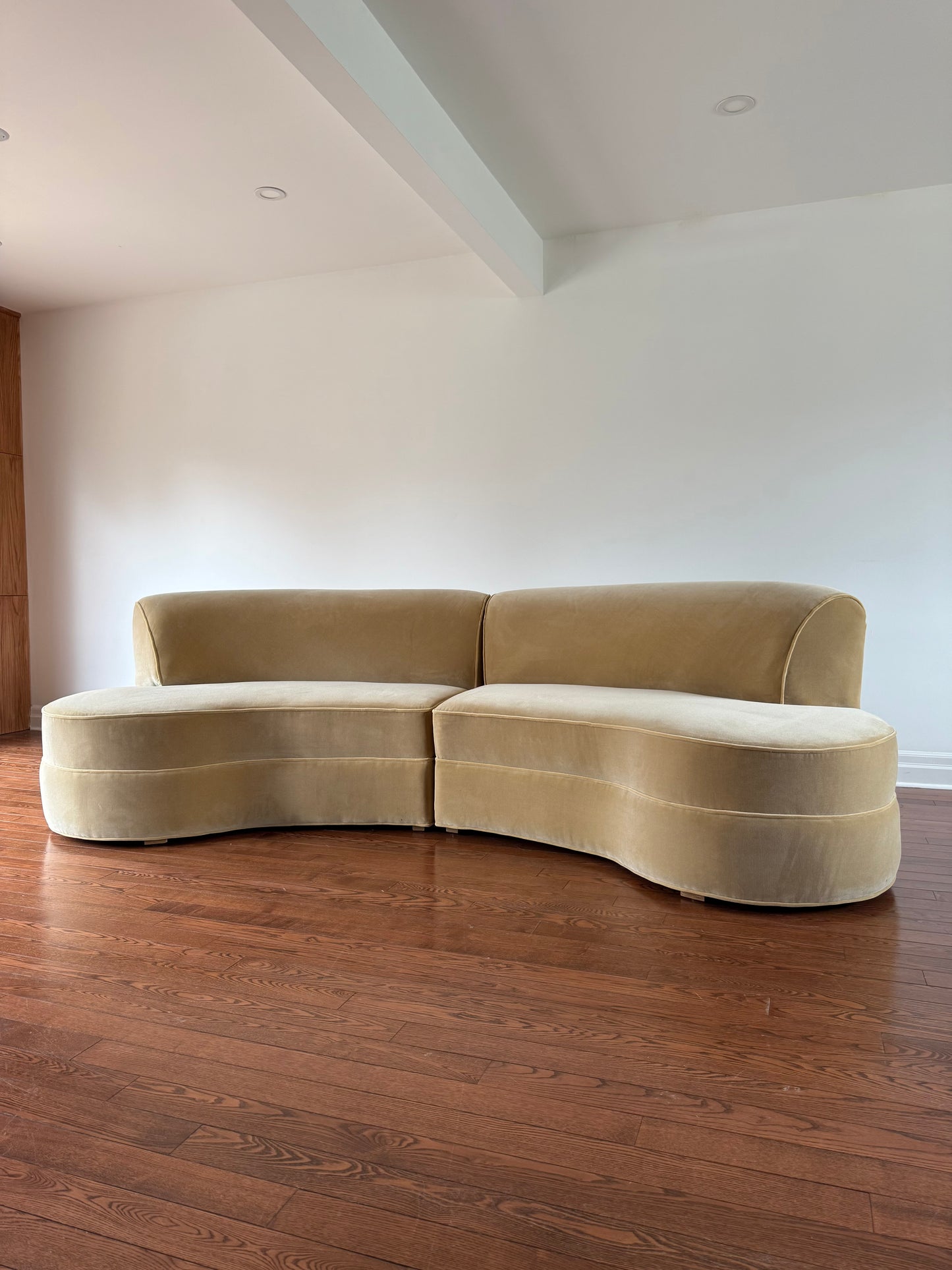 Curved Velvet Sofa, 1950s