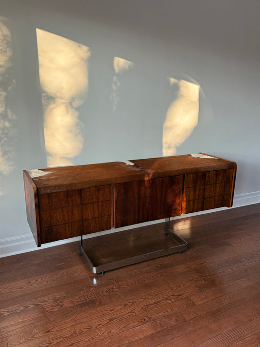Ste. Marie & Laurent Rosewood & Chrome Executive Credenza [Cowhide Surface]