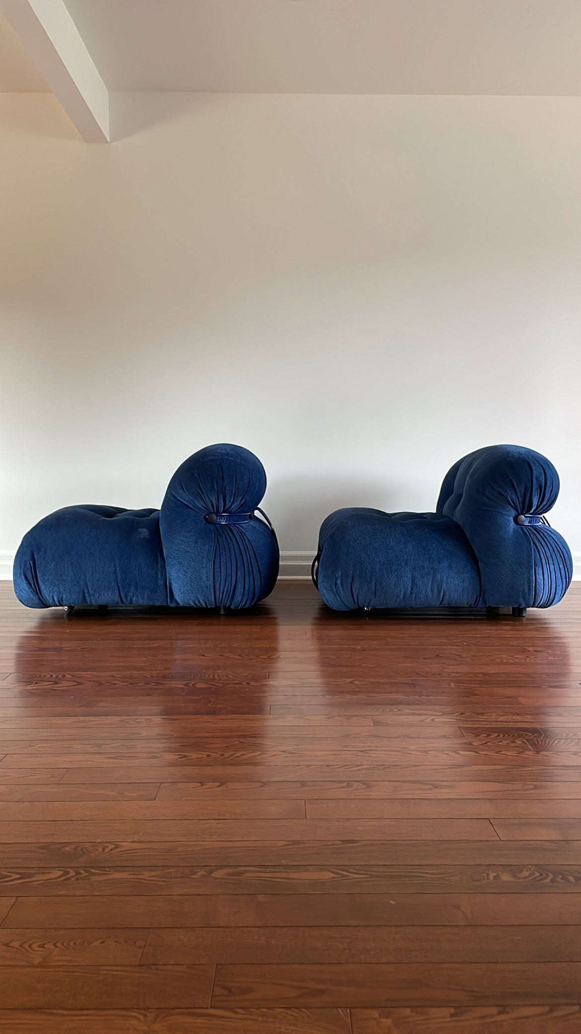 Soriana Armchairs with Pouf by Afra & Tobia Scarpa for Cassina.