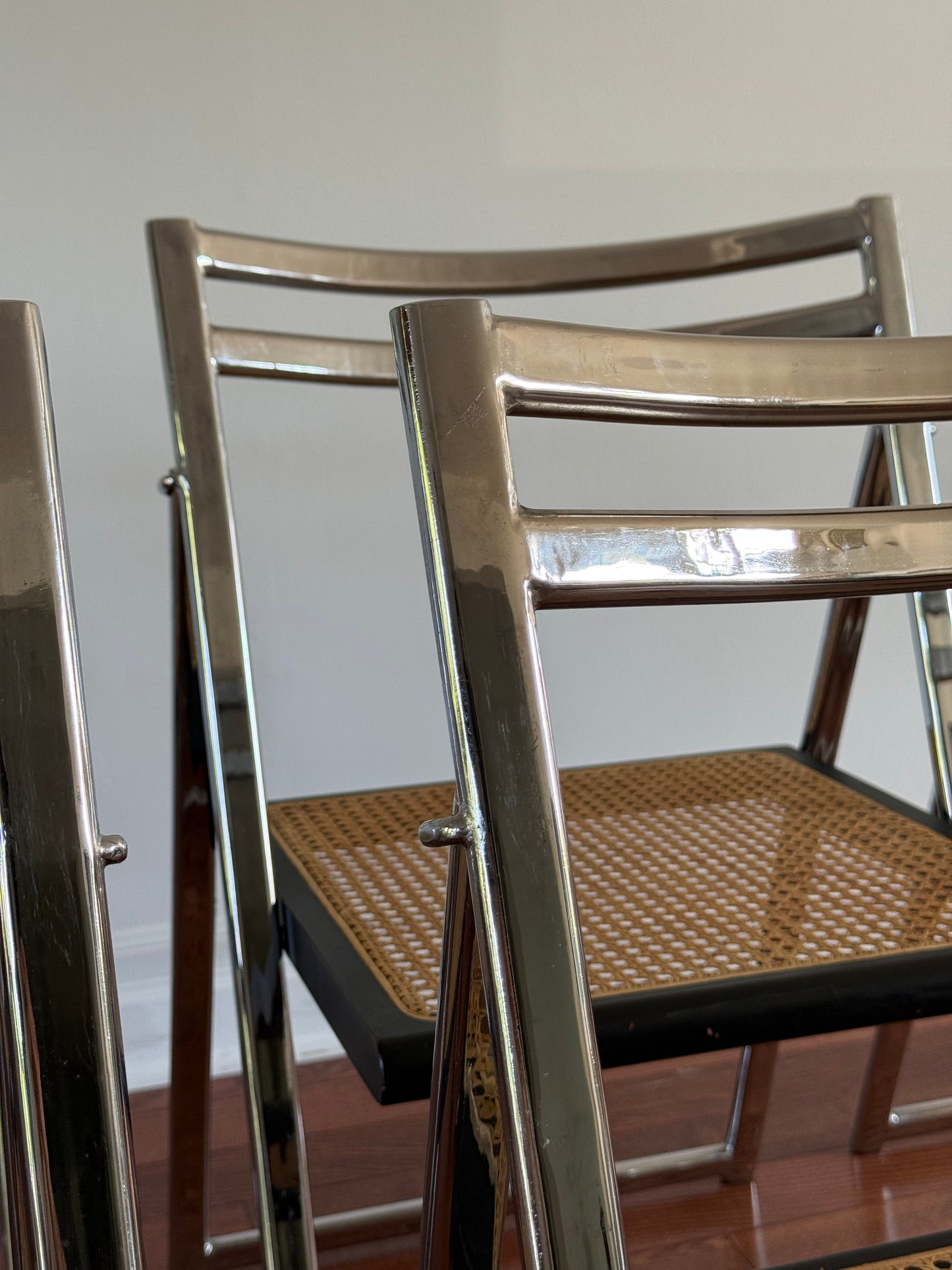 Arrben Chrome & Cane Folding Chair, 1970s