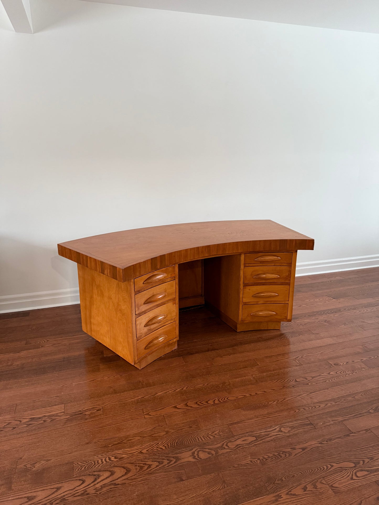 Curved Walnut Writing Desk, 1940s