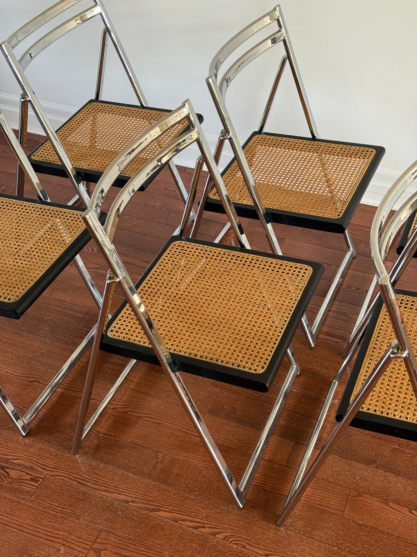 Arrben Chrome & Cane Folding Chair, 1970s