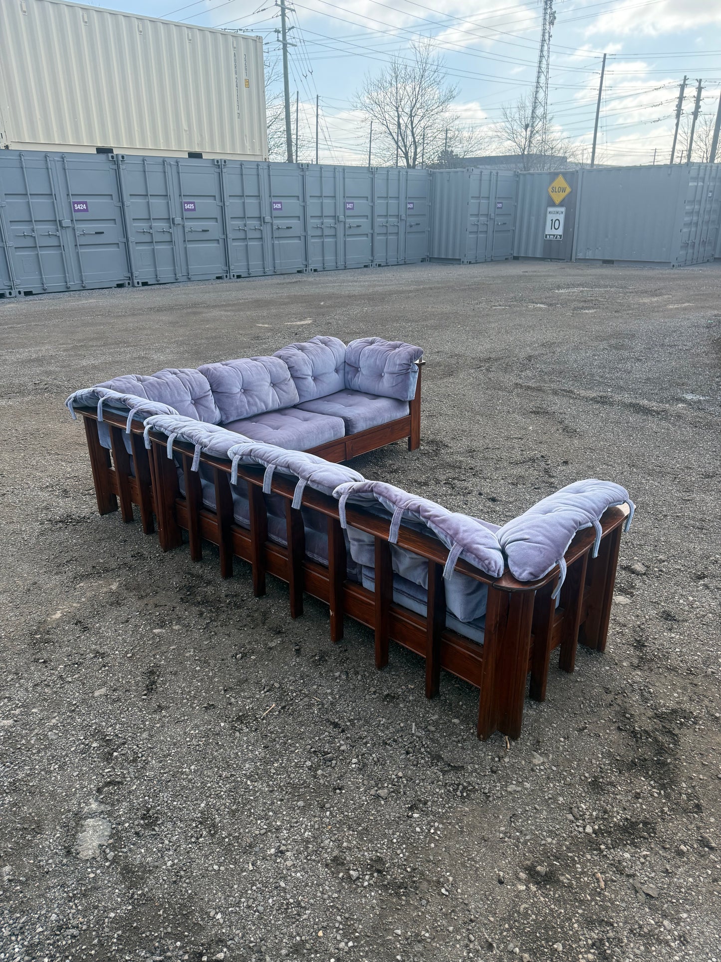 Slatback Sectional Sofa, 1970s