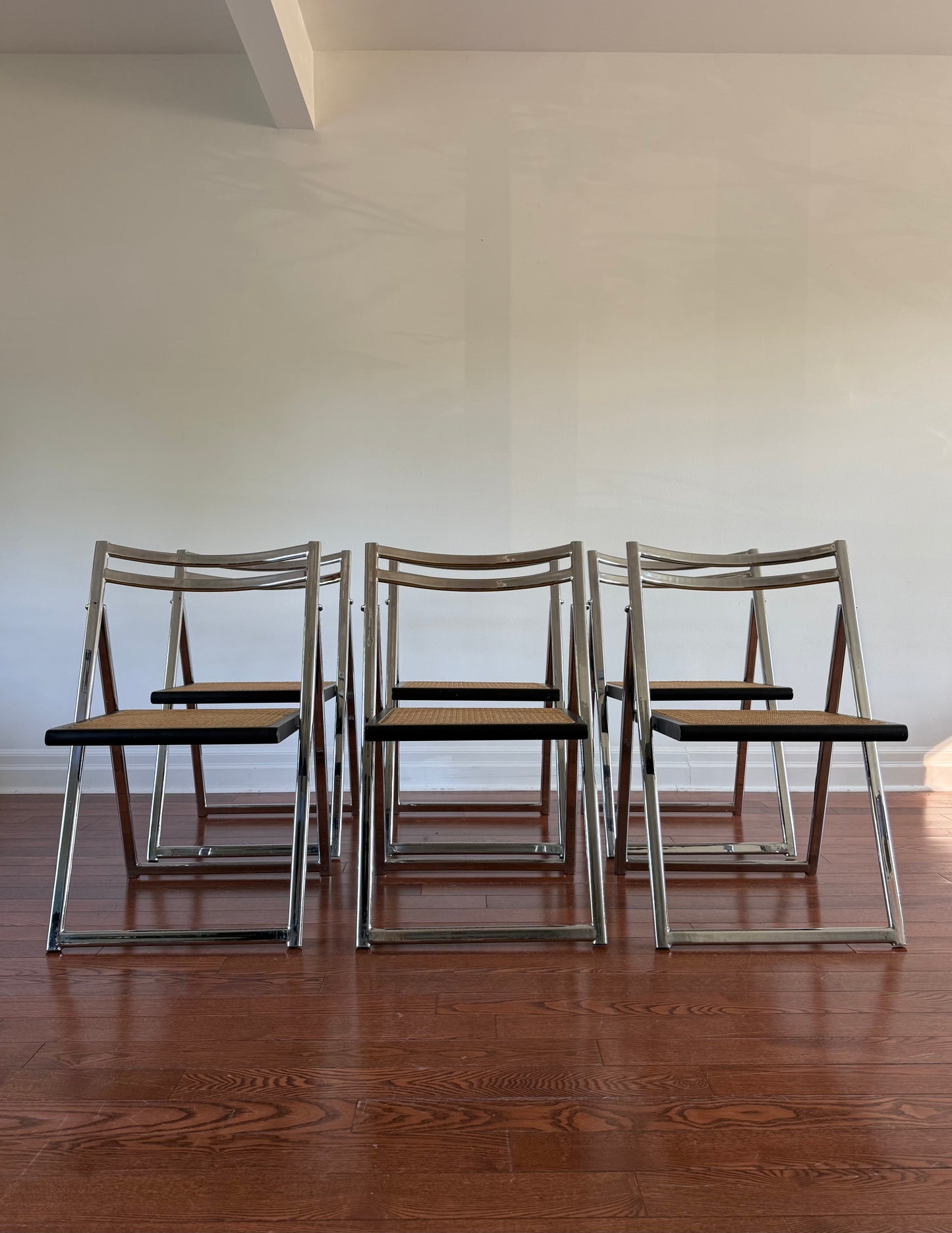 Arrben Chrome & Cane Folding Chair, 1970s