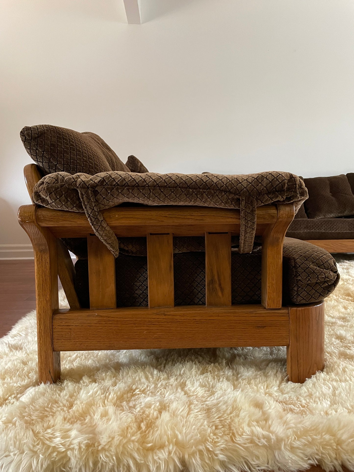 Howard Furniture Slatted Oak Sectional Sofa, 1980s