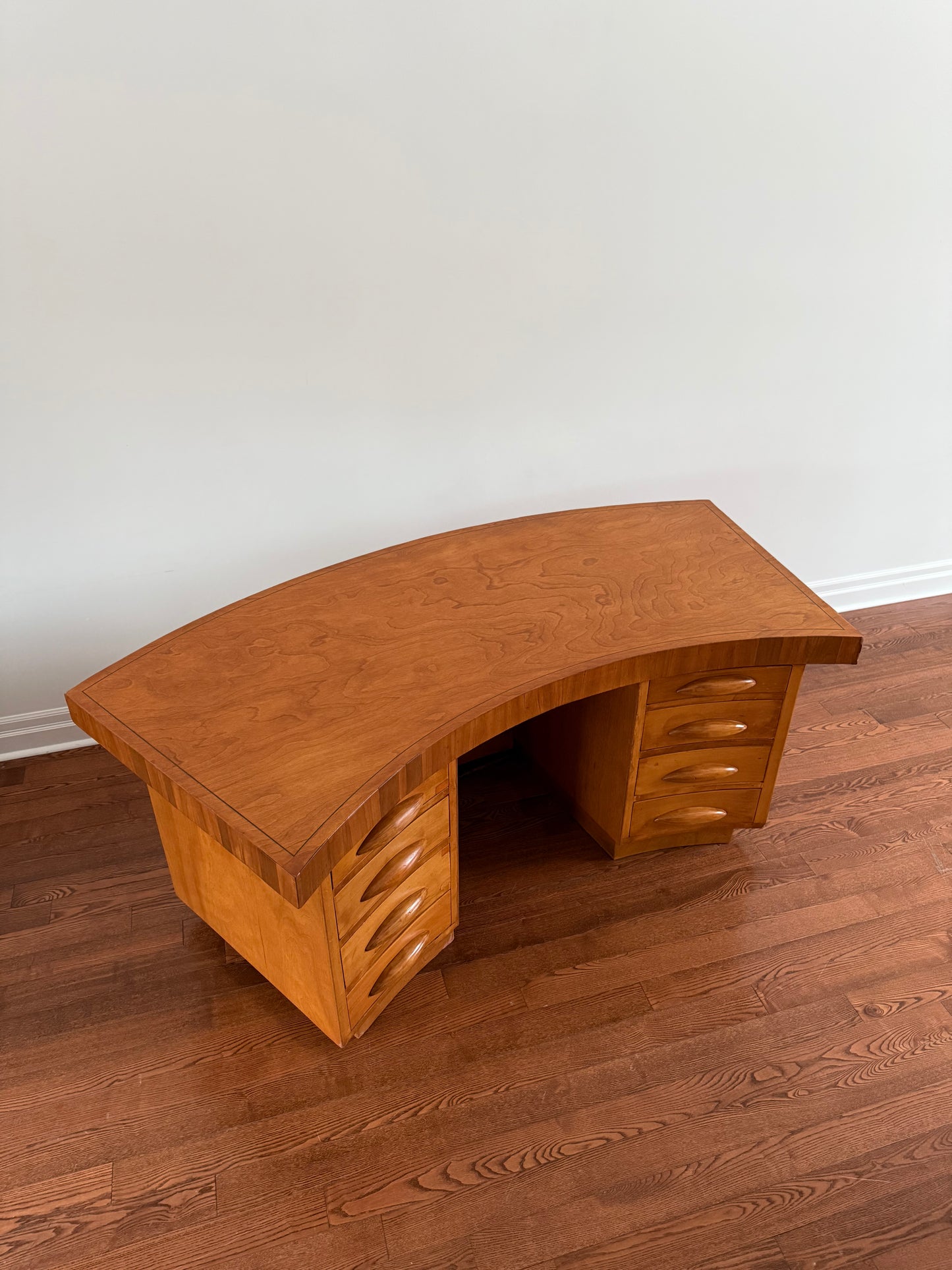 Curved Walnut Writing Desk, 1940s