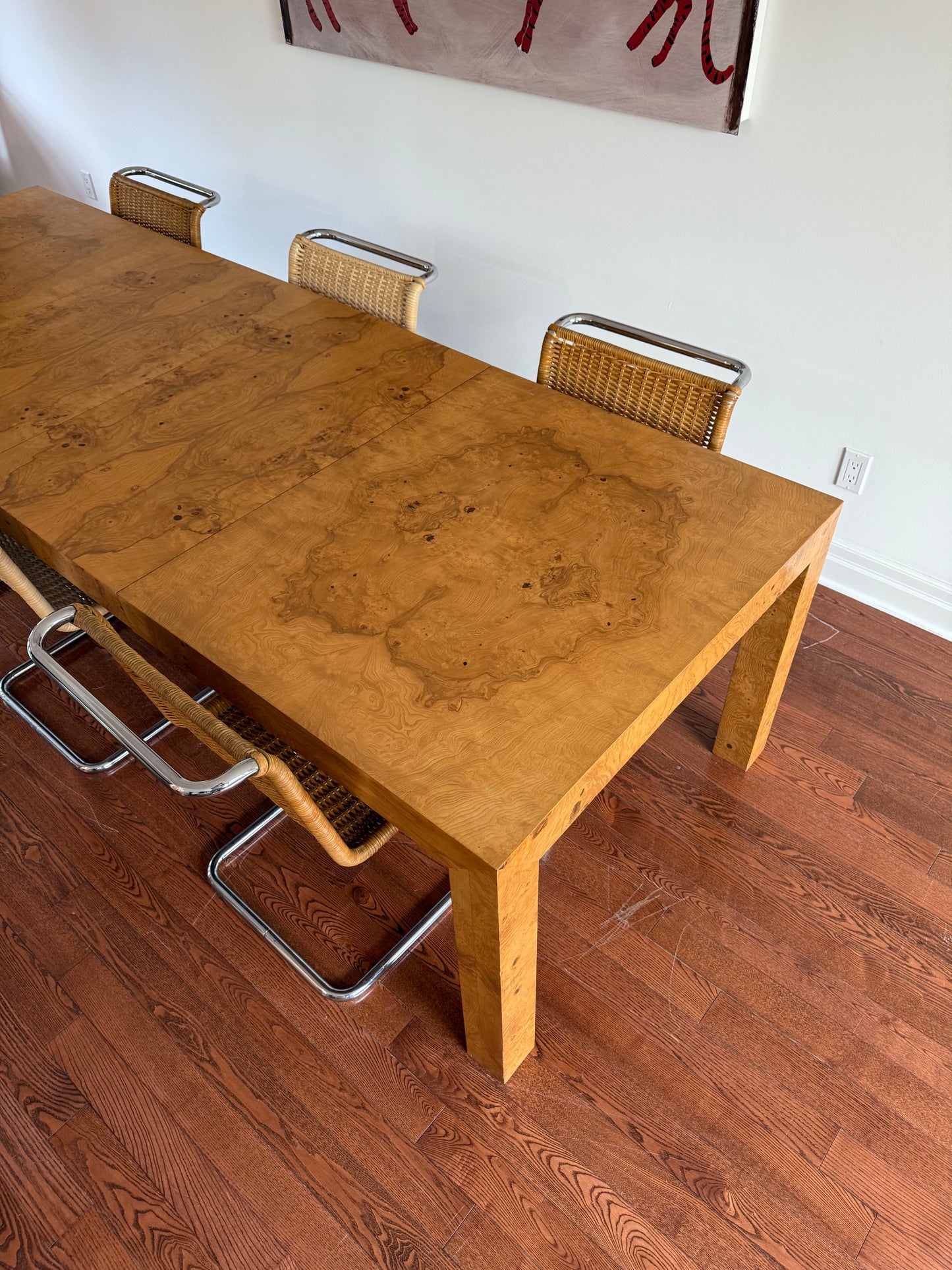 Milo Baughman Burlwood Parsons Dining Table for Thayer Coggin, 1970s