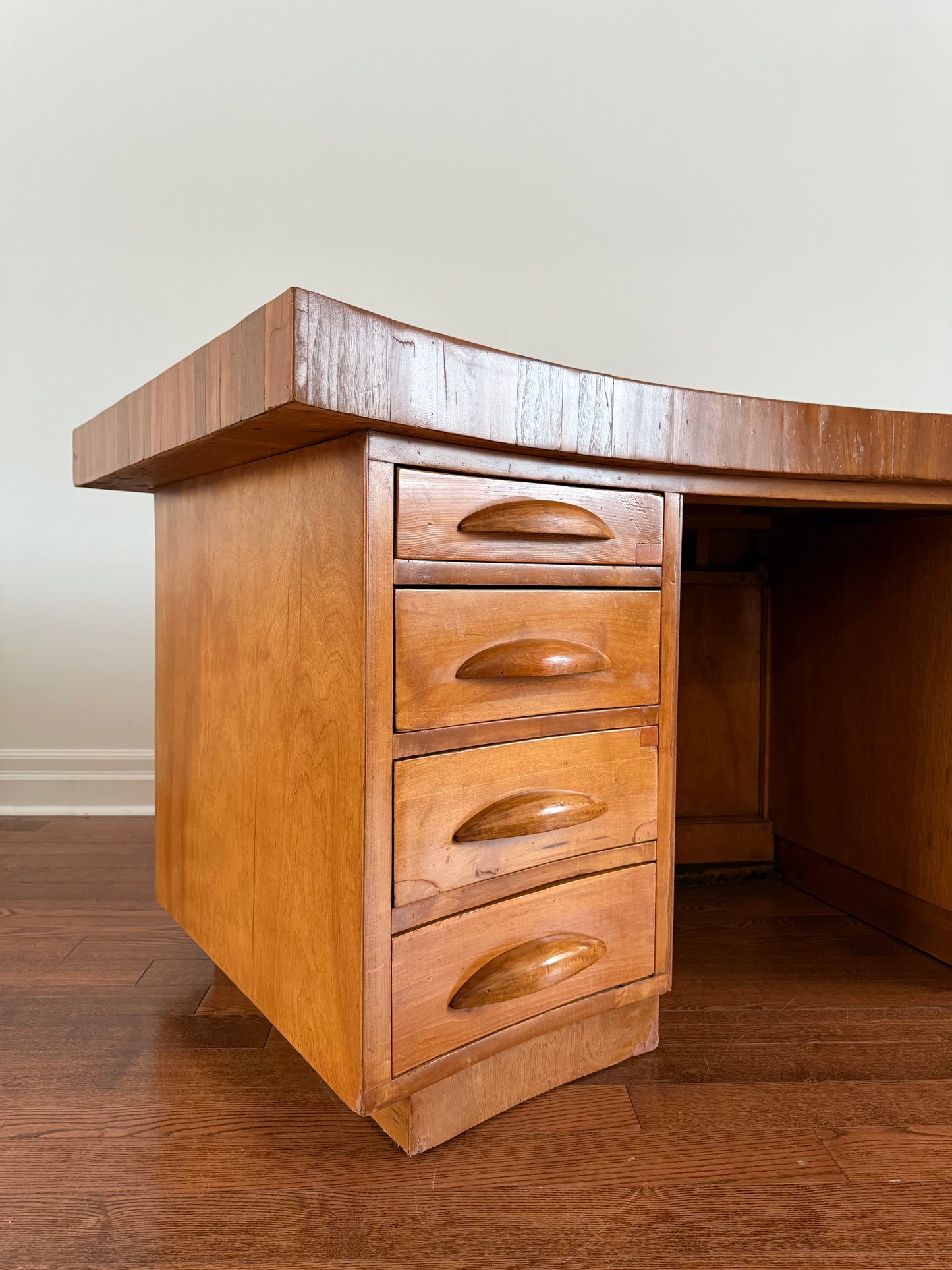 Curved Walnut Writing Desk, 1940s