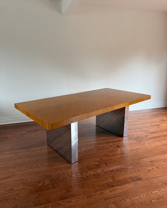 Milo Baughman Chrome & Walnut Dining Table for Thayer Coggin, 1970s