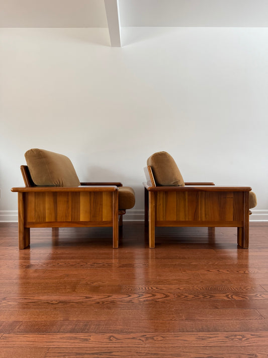 Walnut Armchairs by Mario Marenco for Mobil Girgi, 1970s