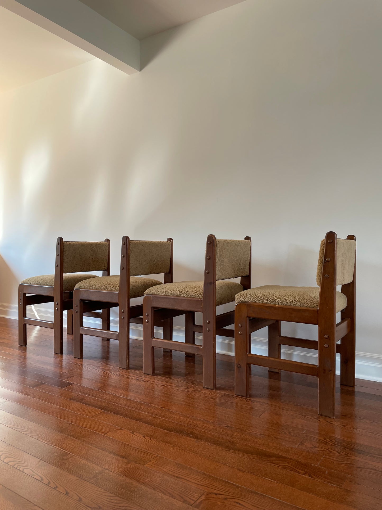 Pine & Curly Sheepskin Dining Chairs