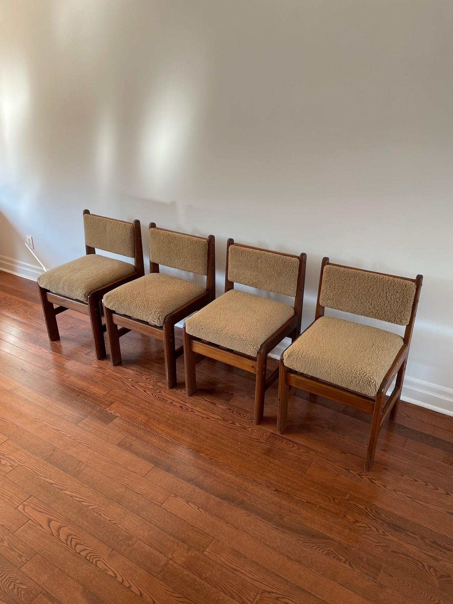 Pine & Curly Sheepskin Dining Chairs