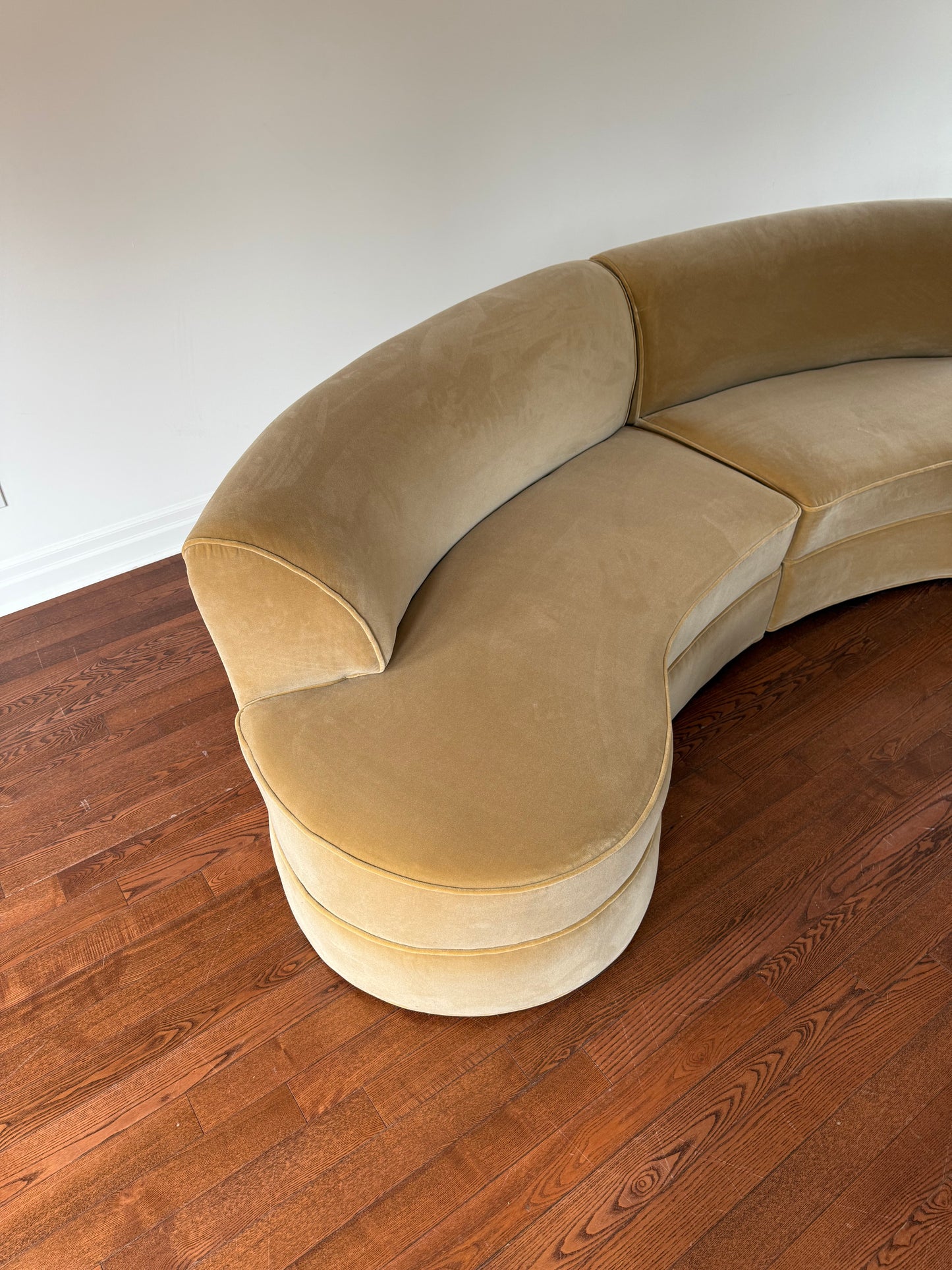 Curved Velvet Sofa, 1950s