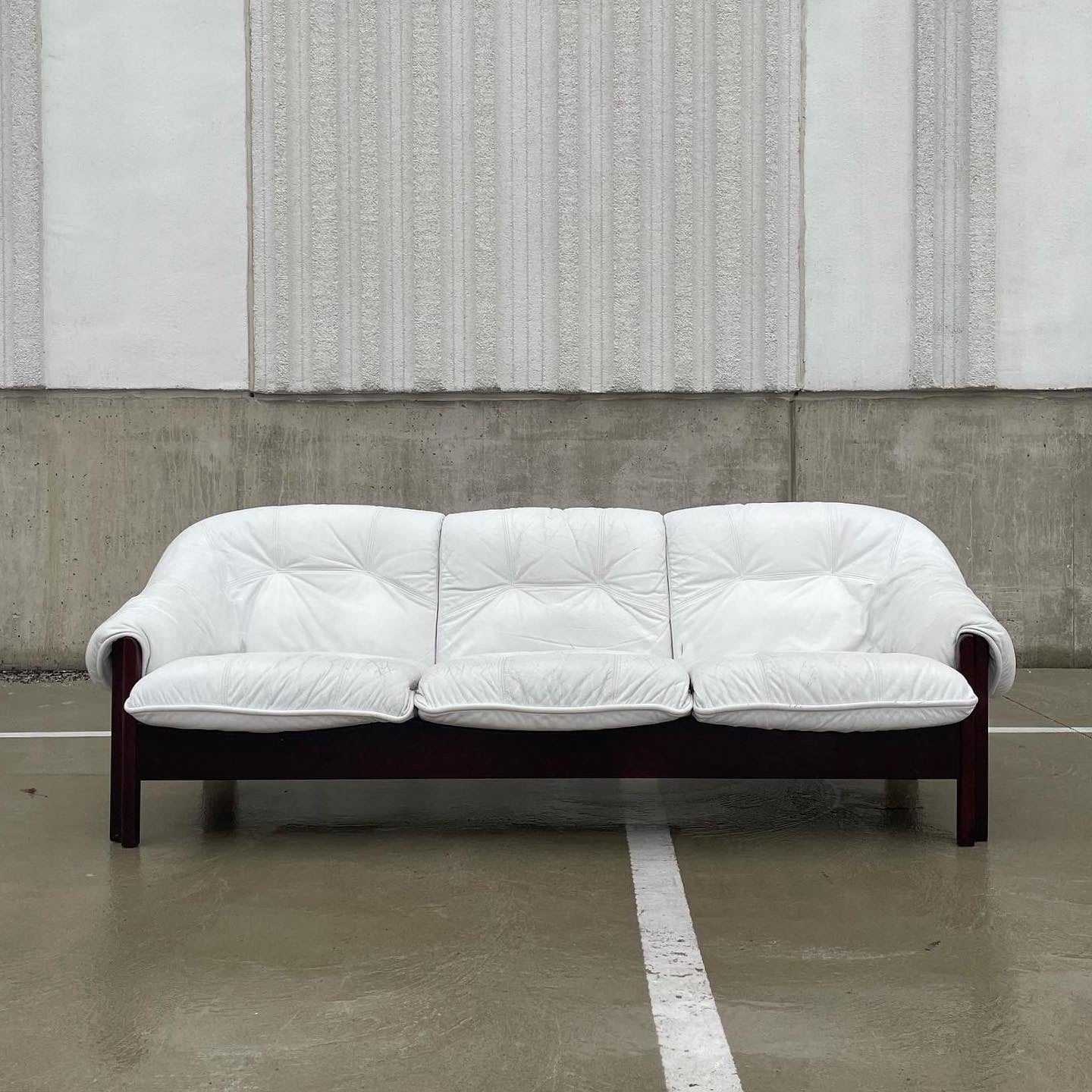Probel White Leather Sofa Jean Gillon