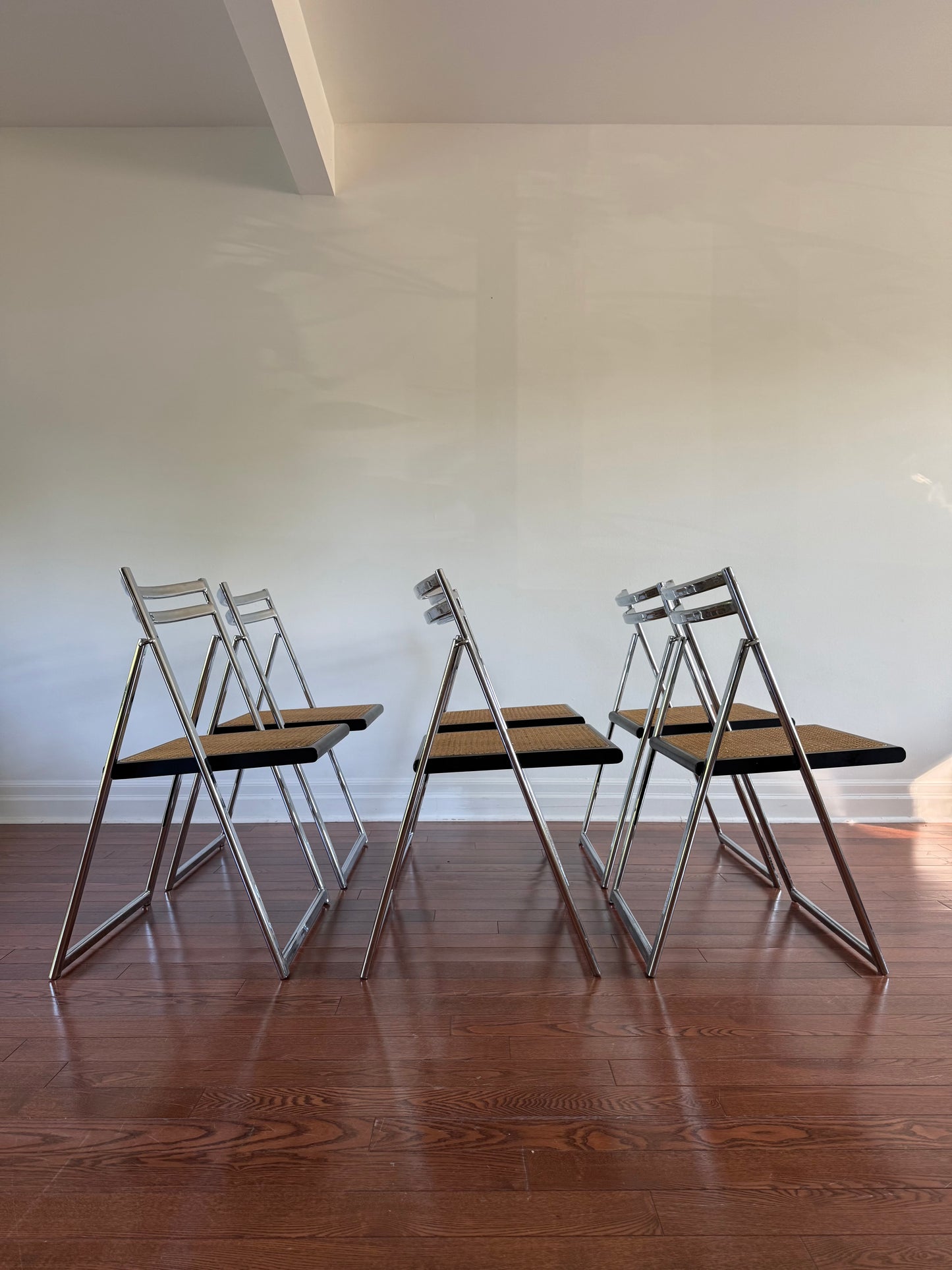Arrben Chrome & Cane Folding Chair, 1970s