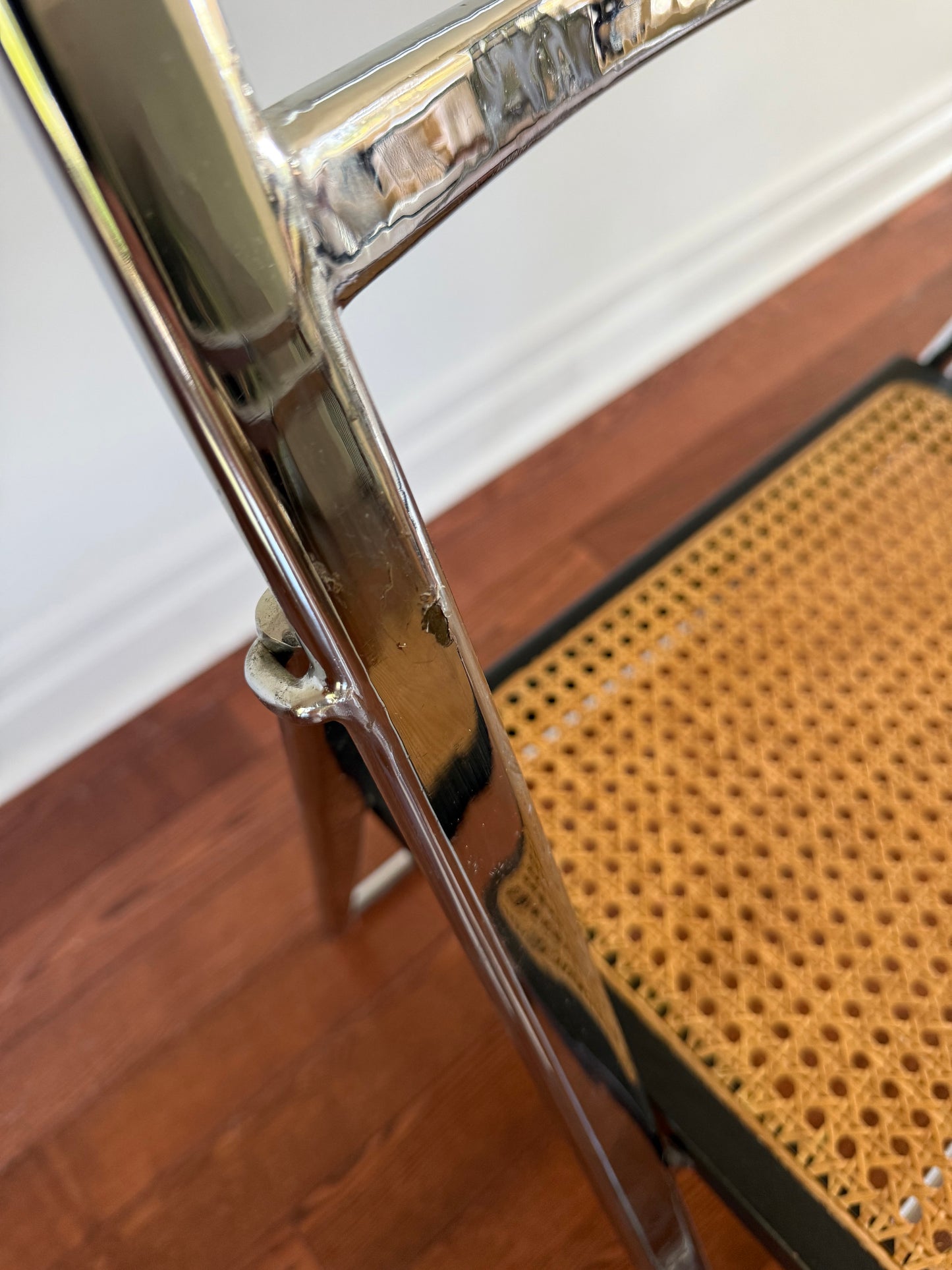 Arrben Chrome & Cane Folding Chair, 1970s
