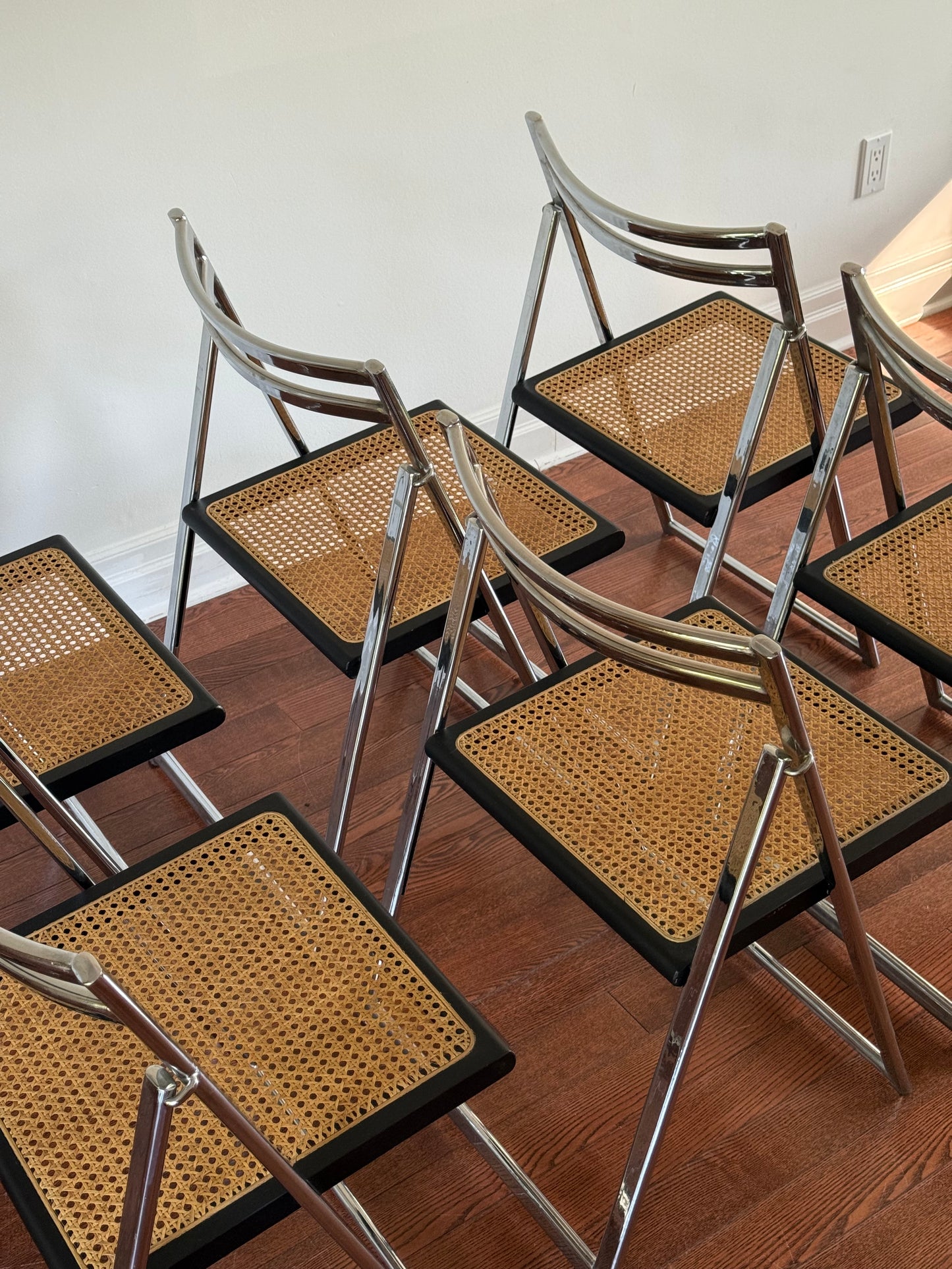Arrben Chrome & Cane Folding Chair, 1970s