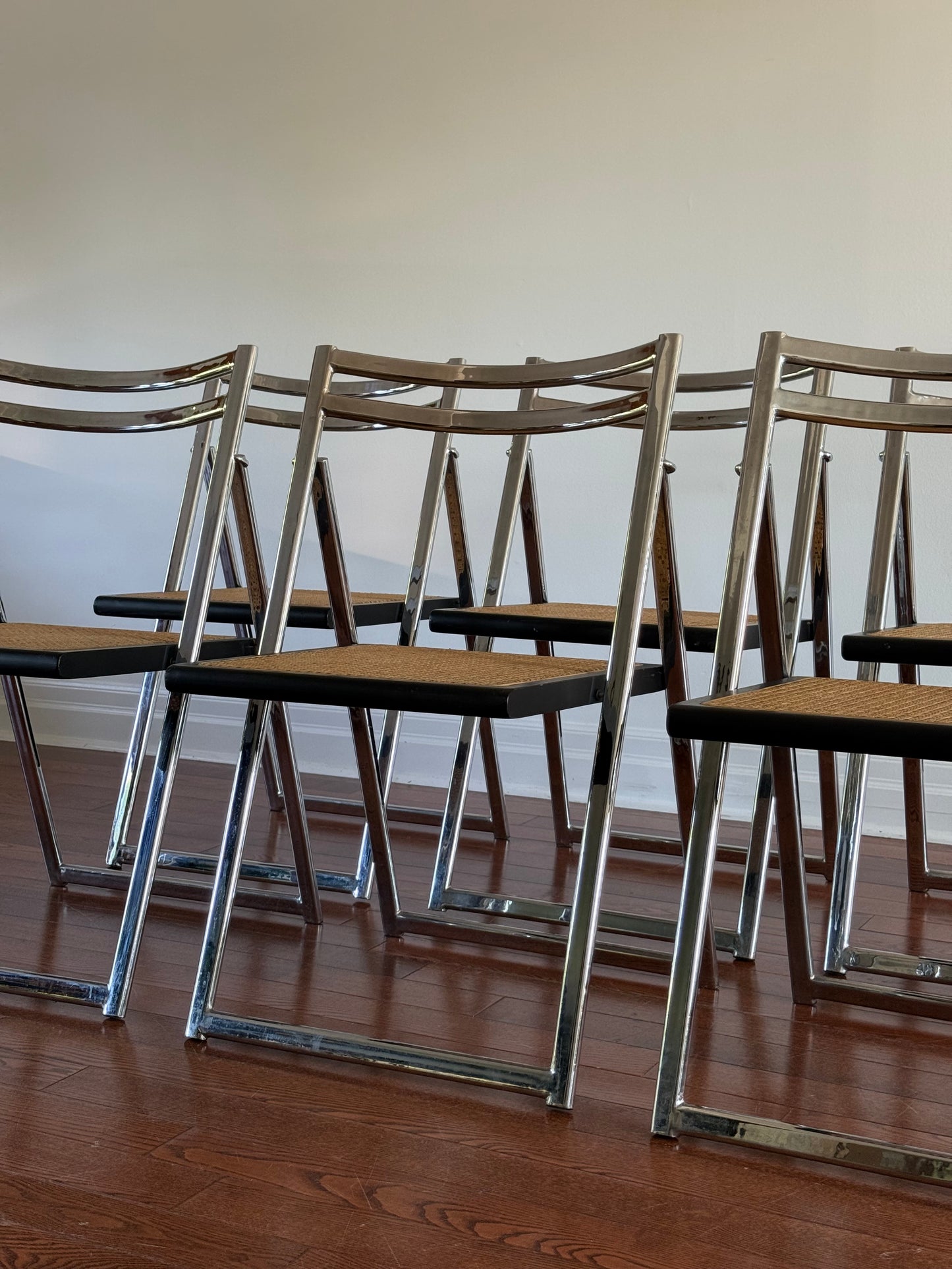 Arrben Chrome & Cane Folding Chair, 1970s
