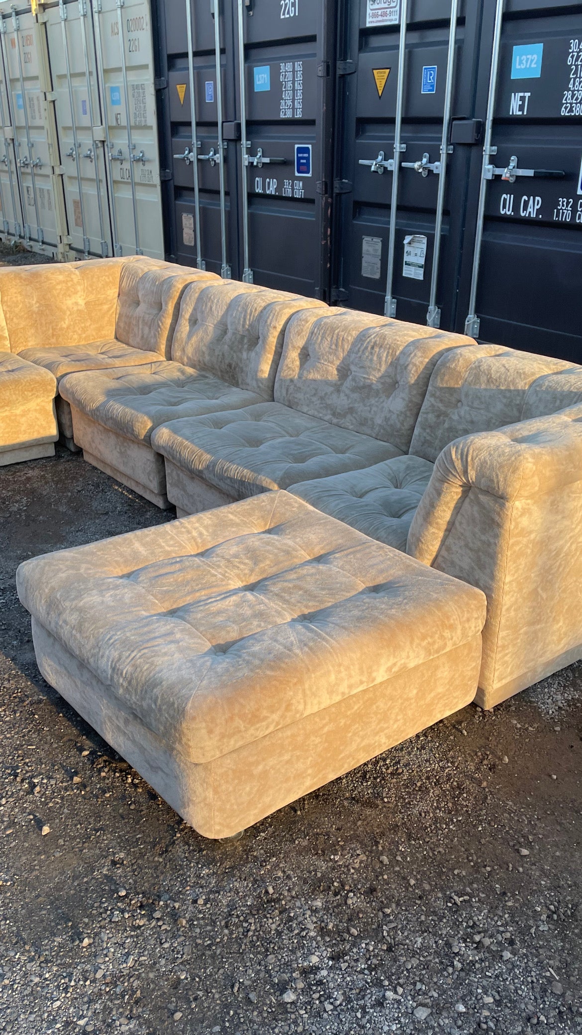 Vintage Crushed Velvet 8 Piece Modular Sectional Sofa