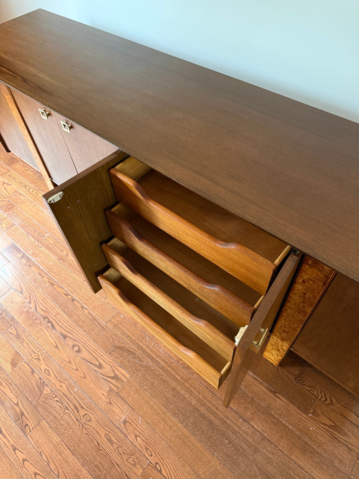 Vintage Walnut & Burlwood Sideboard