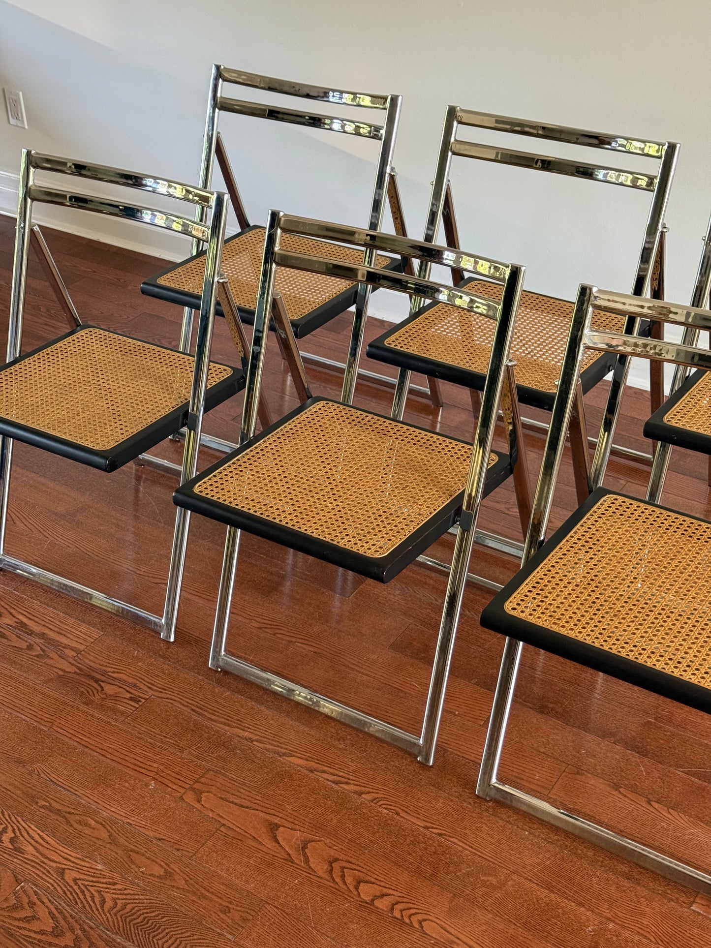 Arrben Chrome & Cane Folding Chair, 1970s