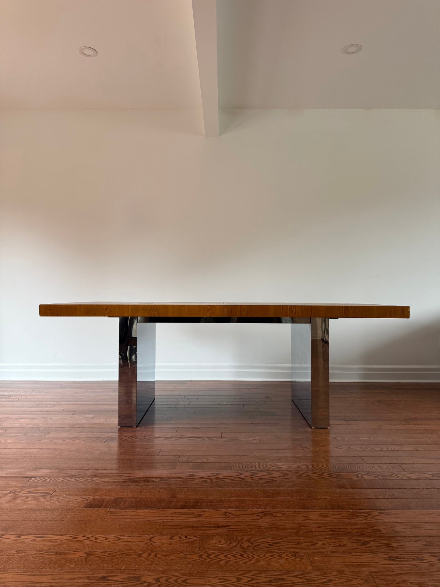 Milo Baughman Chrome & Walnut Dining Table for Thayer Coggin, 1970s