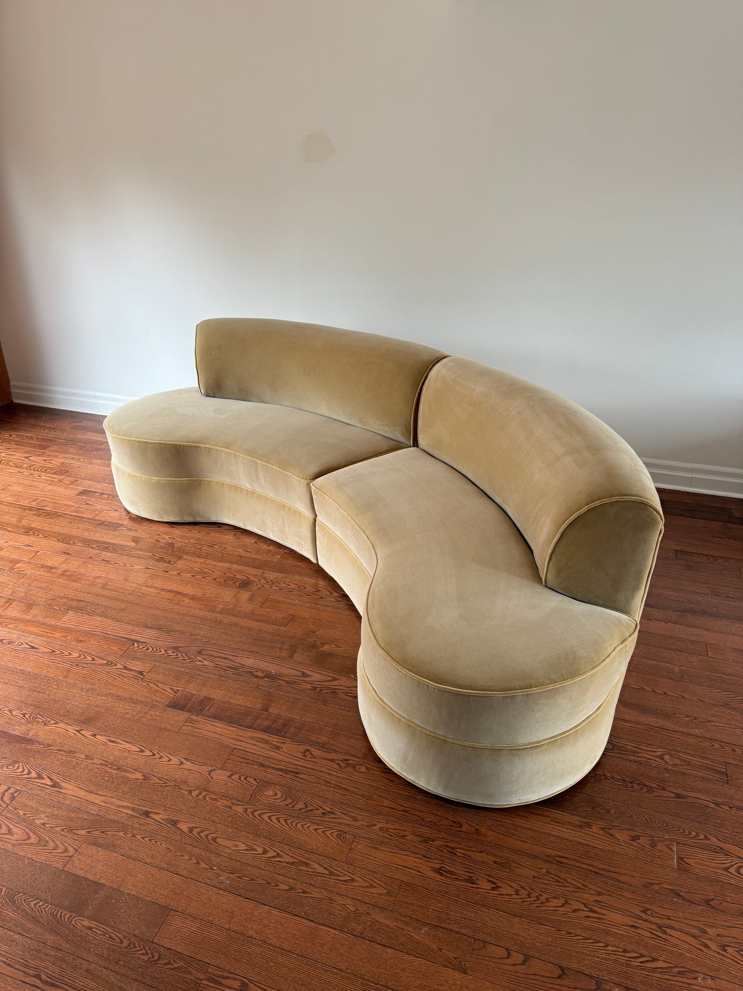 Curved Velvet Sofa, 1950s