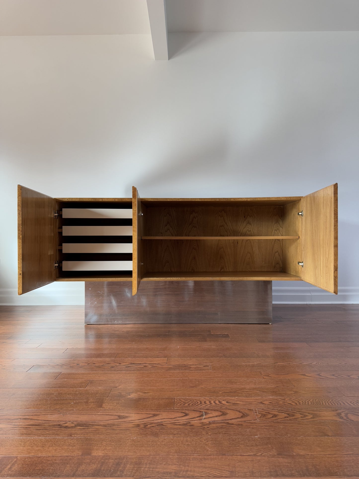 Olive Burlwood Credenza by Milo Baughman for Thayer Coggin