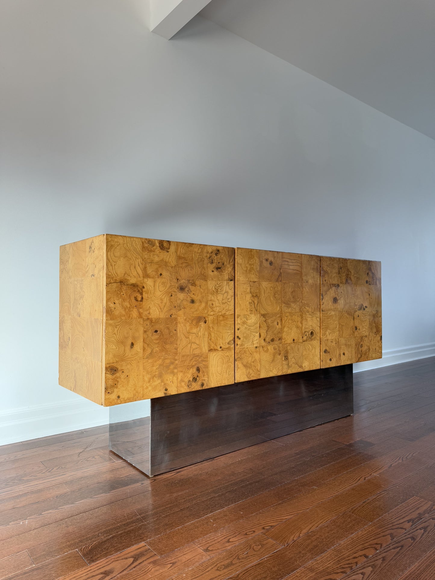 Olive Burlwood Credenza by Milo Baughman for Thayer Coggin