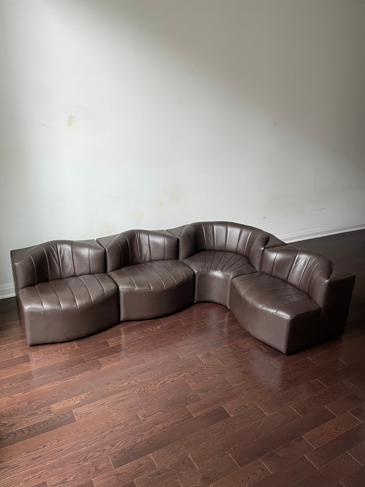 Vintage 4 Piece Leather Modular Sectional Sofa