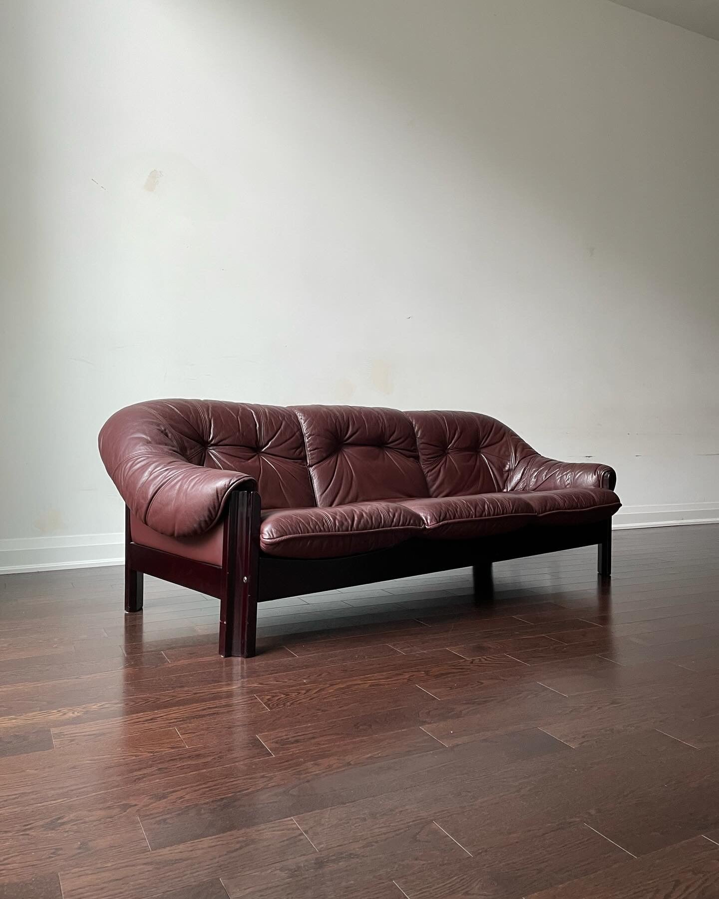 Probel Oxblood Leather Sofa, Loveseat & Armchair