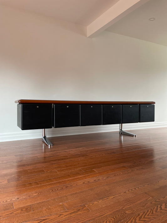 Warren Platner for Knoll Executive Credenza in Leather & Cherry