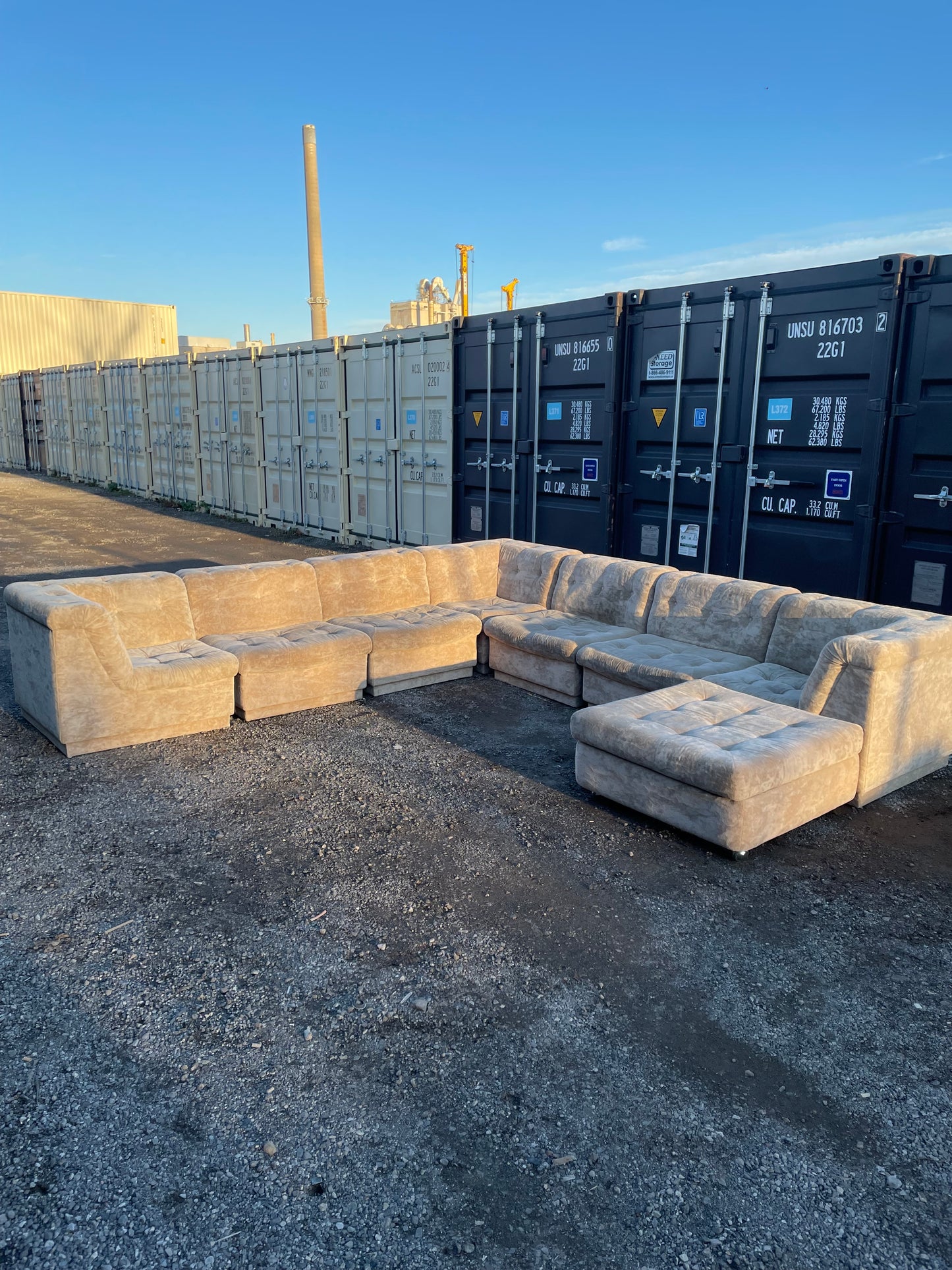 Vintage Crushed Velvet 8 Piece Modular Sectional Sofa