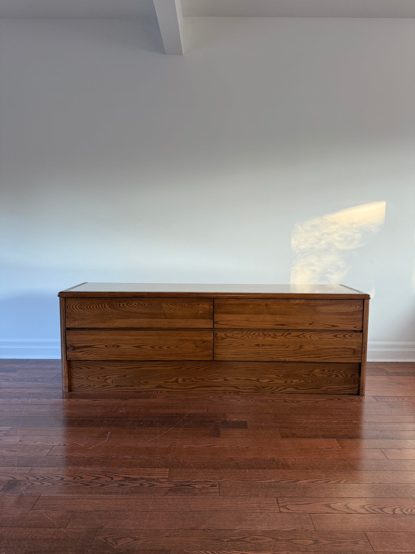 Mission Oak & Travertine Media Console, 1980s