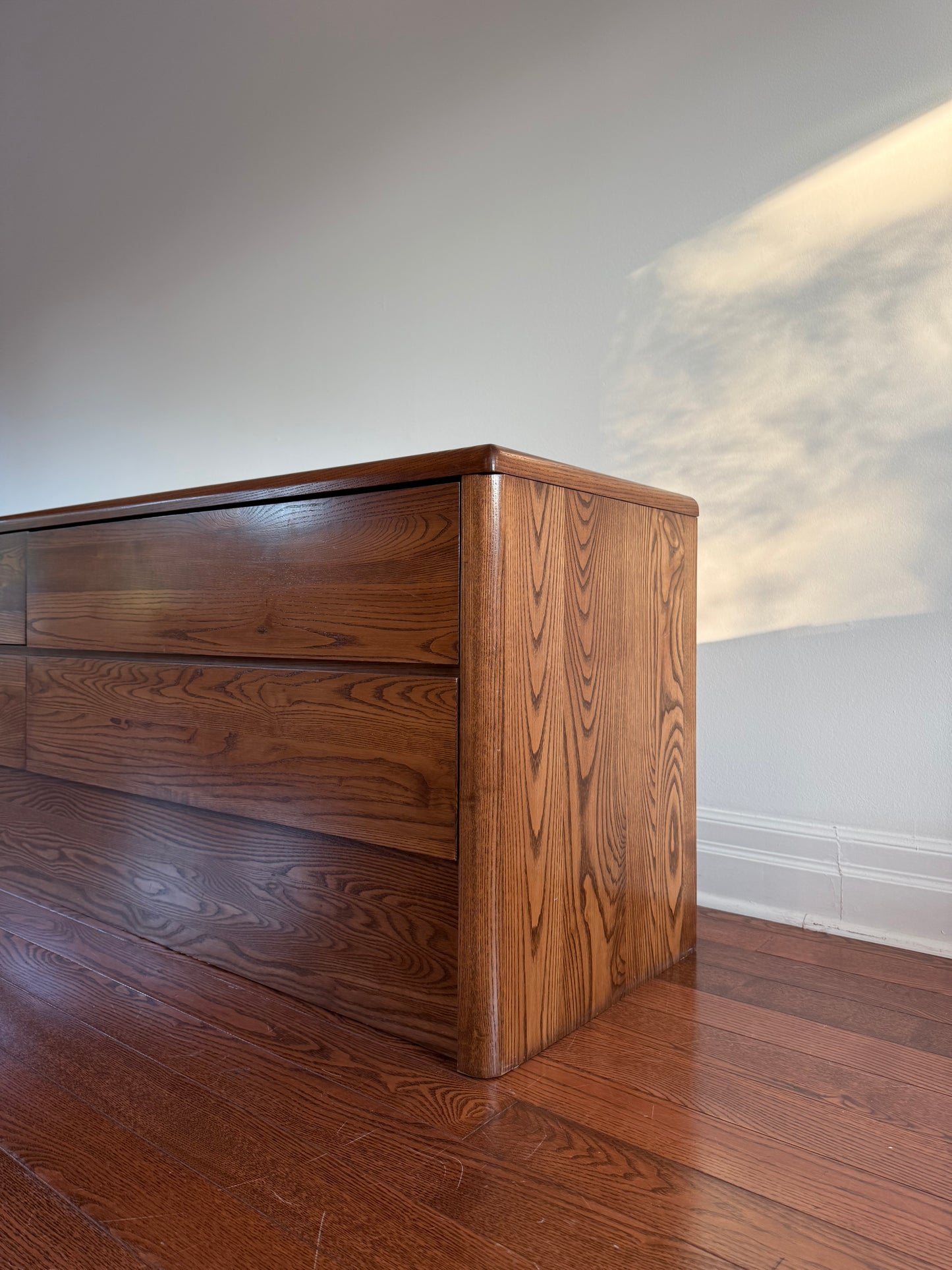 Mission Oak & Travertine Media Console, 1980s