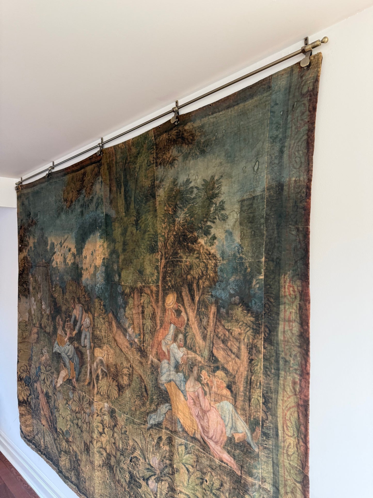 Extra-Large Scale Cartoon Tapestry on Linen, 18th Century