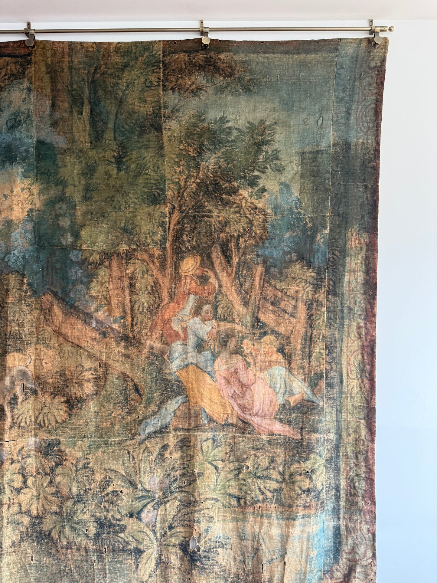 Extra-Large Scale Cartoon Tapestry on Linen, 18th Century