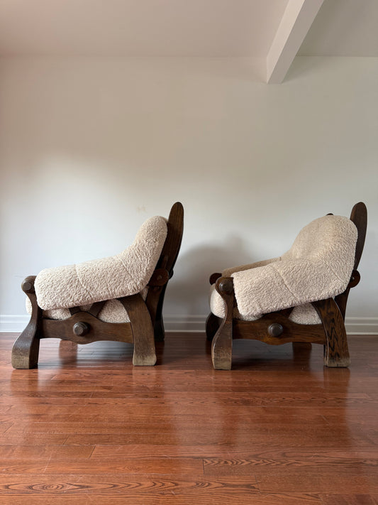 Dutch Oak Armchairs, 1960s