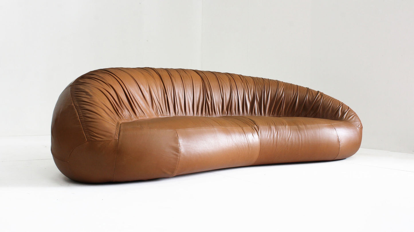 Vintage Cognac Leather Pangolin Sofa by Egg Designs