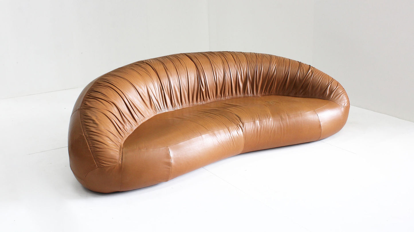Vintage Cognac Leather Pangolin Sofa by Egg Designs