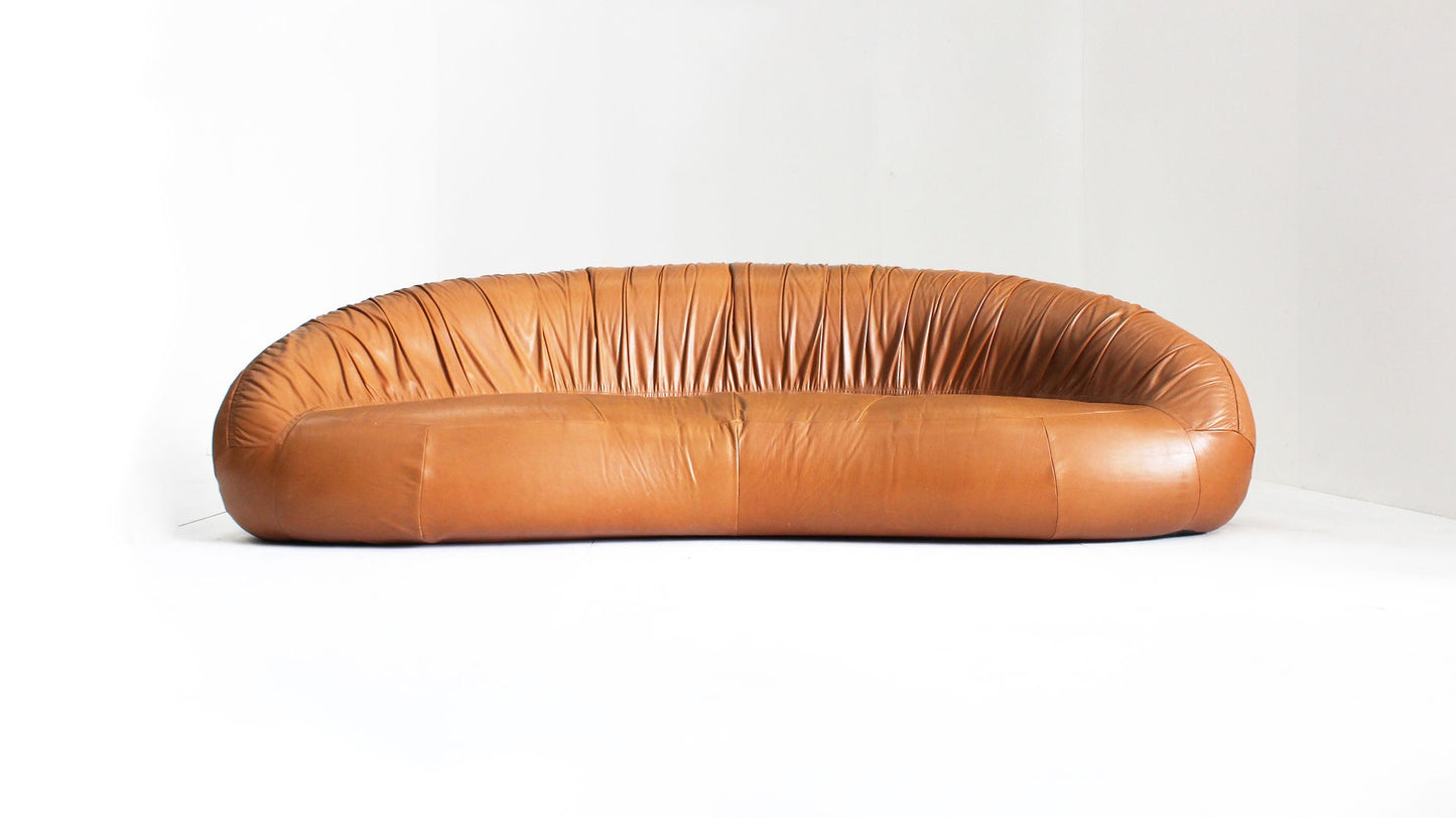 Vintage Cognac Leather Pangolin Sofa by Egg Designs